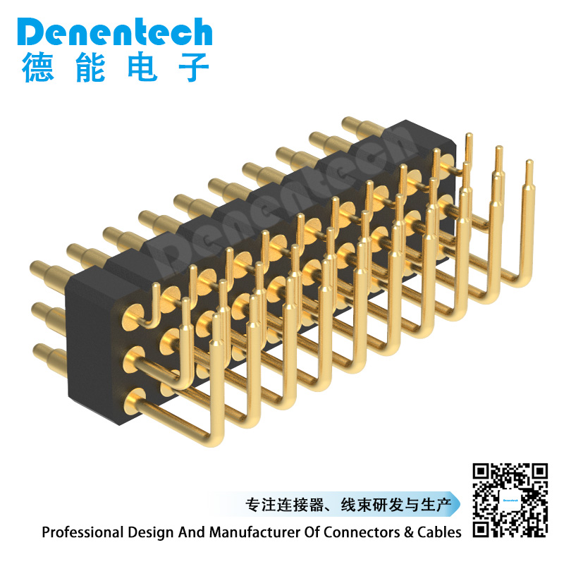 Denentech low price 3.0MM H4.0MM triple row male right angle DIP pogo pin